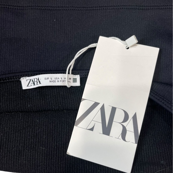 ZARA Black Halter Keyhole Crop Top NWT | Ribbed Strappy Back Tank Size L - Picture 7 of 9